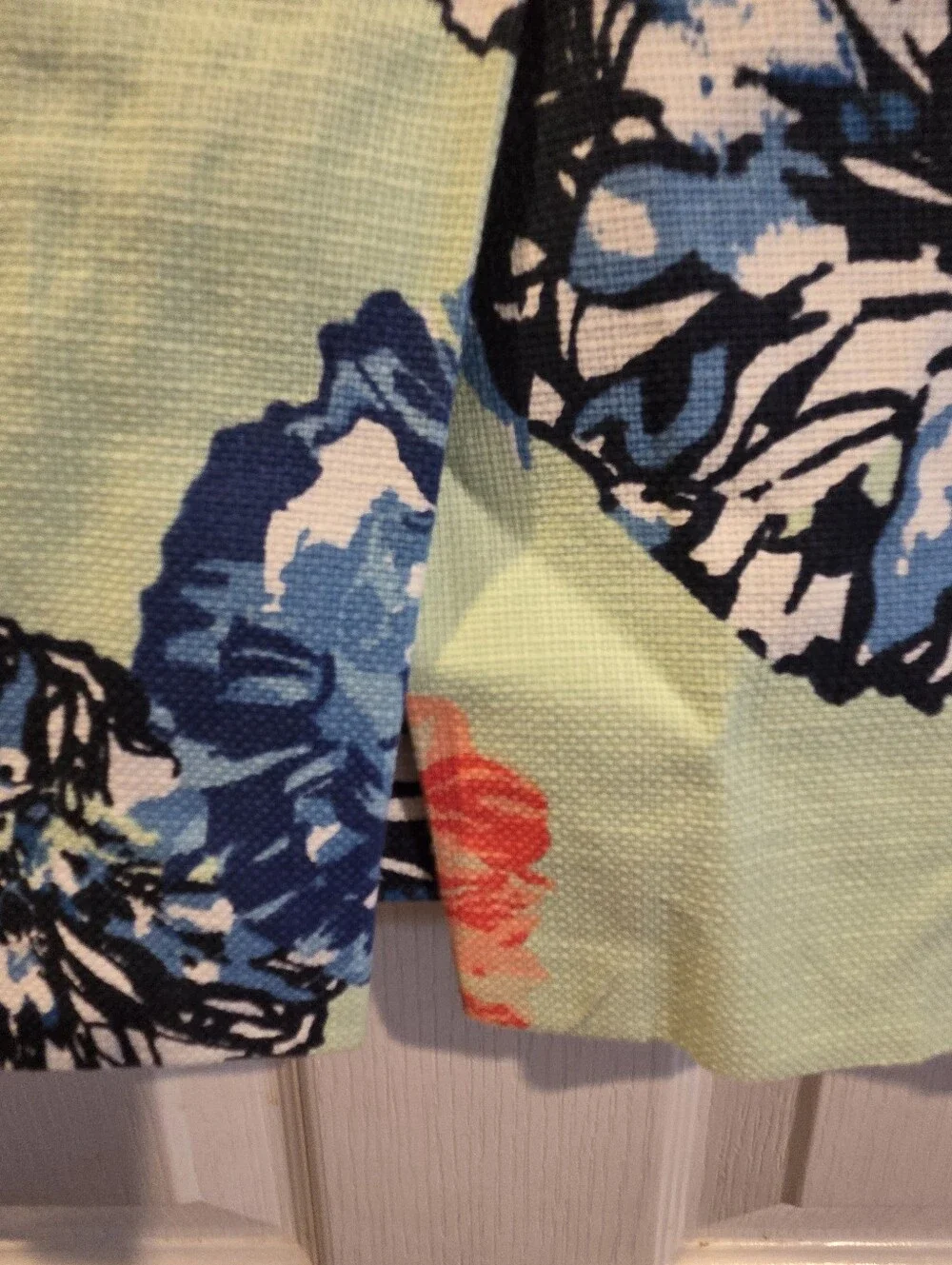 J.Crew Pencil Skirt Floral Cotton Green Blue Preppy Coastal Resort Size 8 FLAW